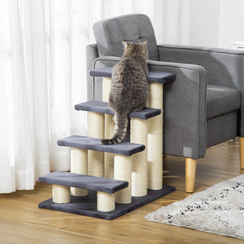 Cute PawHut Cat Stair with 4 Steps