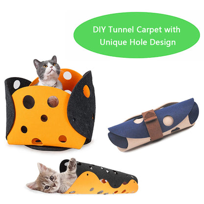 Collapsible Felt Cat Tunnel – Interactive Play & Cozy Nest