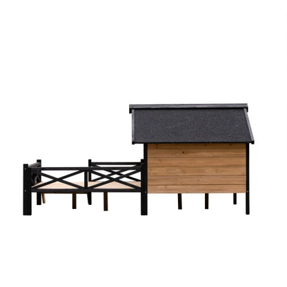 Outdoor Cabin Style Wooden Kennel with Porch