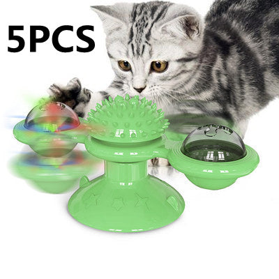 Rotating Windmill Cat Toy – Multi-Functional Play & Grooming