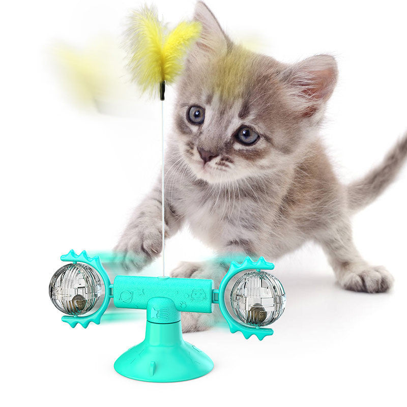 Rotating Windmill Cat Toy – Multi-Functional Play & Grooming