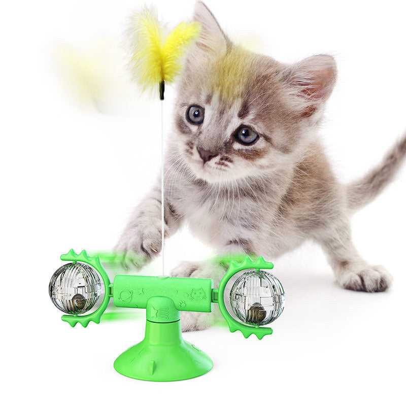 Rotating Windmill Cat Toy – Multi-Functional Play & Grooming