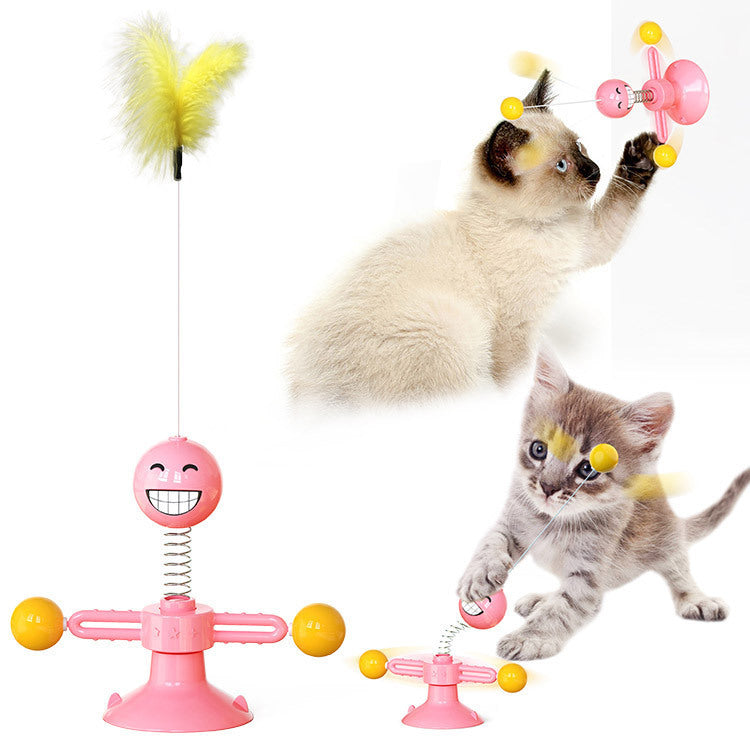 Rotating Windmill Cat Toy – Multi-Functional Play & Grooming