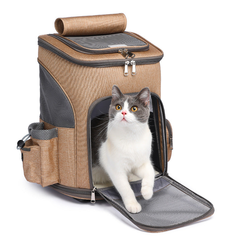 Portable Folding Trolley Pet Carrier Backpack