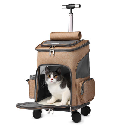 Portable Folding Trolley Pet Carrier Backpack