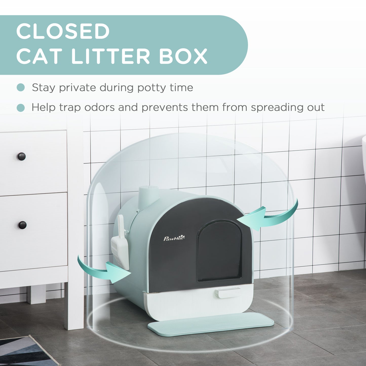 All-In-One Cat Litter Box with Lid & Accessories