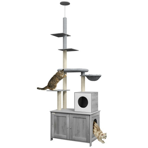 2-in-1 Cat Tree with Litter Box Enclosure