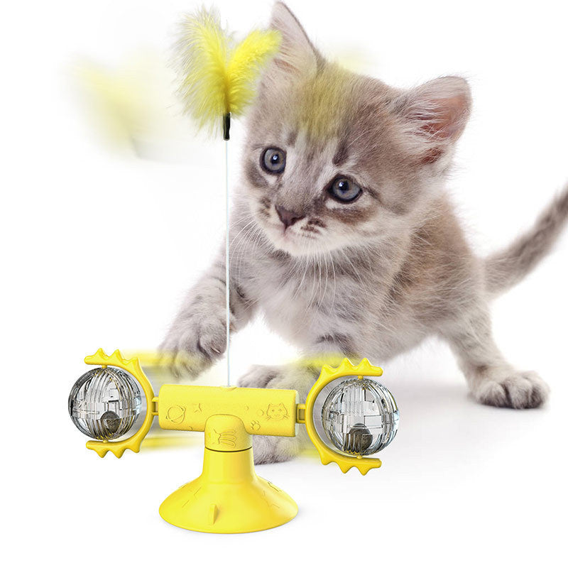 Rotating Windmill Cat Toy – Multi-Functional Play & Grooming