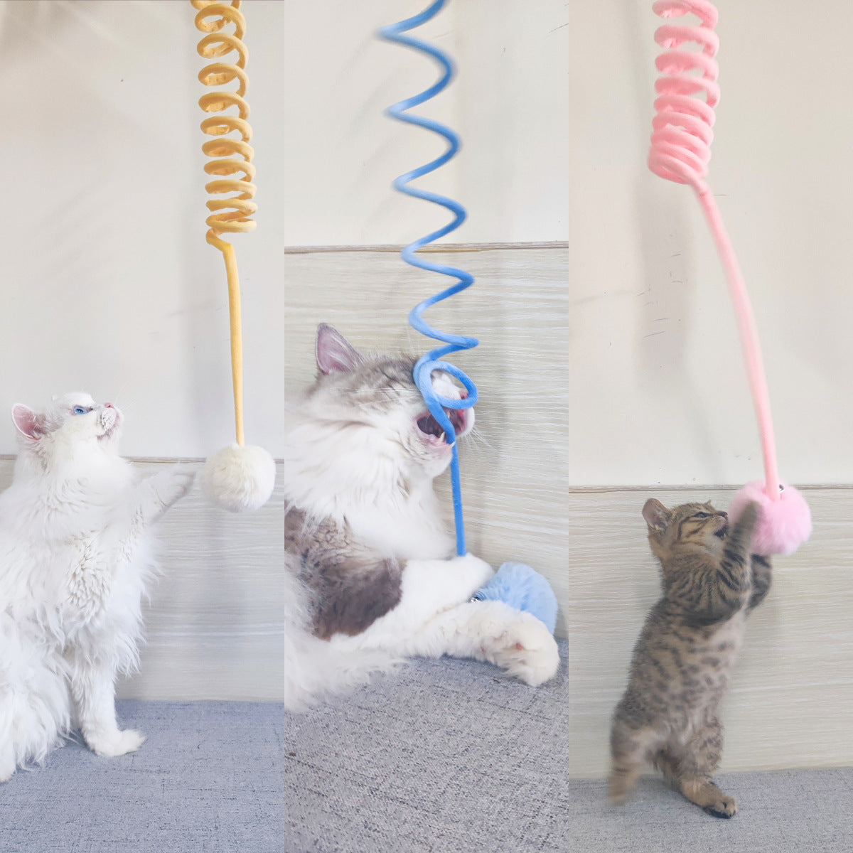 Interactive Cat Toy – Suction Cup Spring with Rabbit Hair Ball