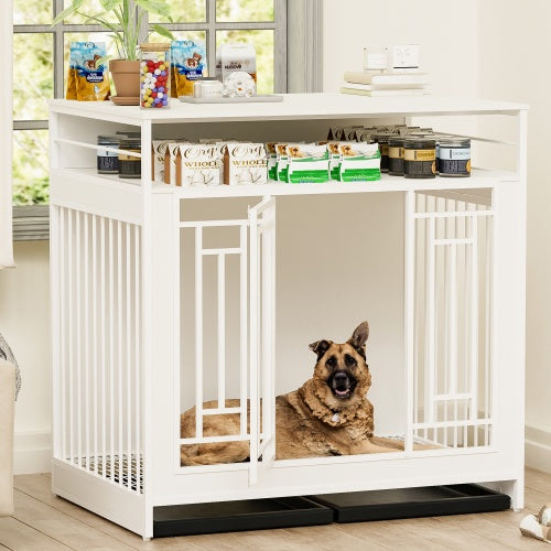 43.3-Inch Wooden Dog Kennel with Divider