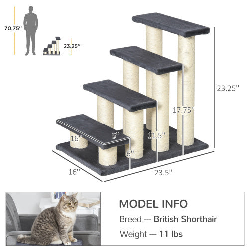 Cute PawHut Cat Stair with 4 Steps