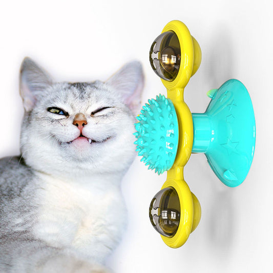 Rotating Windmill Cat Toy – Multi-Functional Play & Grooming