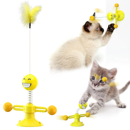 Rotating Windmill Cat Toy – Multi-Functional Play & Grooming