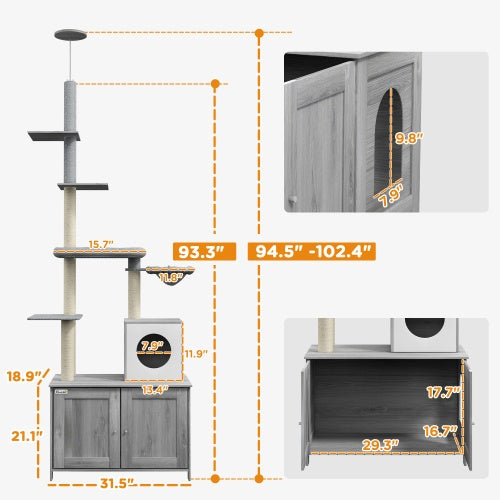 2-in-1 Cat Tree with Litter Box Enclosure