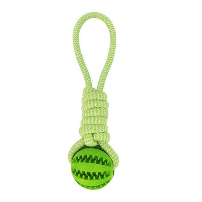 Interactive Dog Toy - Treat Dispensing Rubber Ball with Hemp Rope