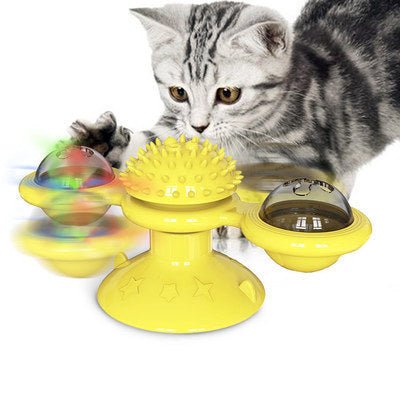 Rotating Windmill Cat Toy – Multi-Functional Play & Grooming