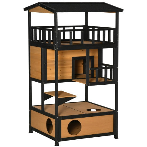 Wooden Outdoor Cat House & Shelter