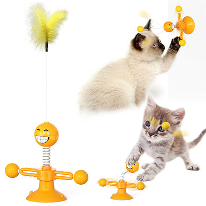 Rotating Windmill Cat Toy – Multi-Functional Play & Grooming