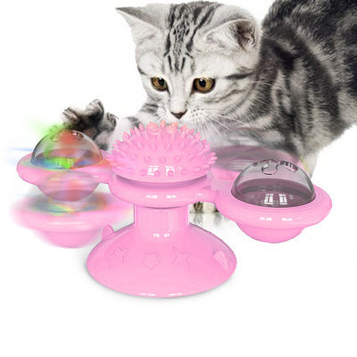 Rotating Windmill Cat Toy – Multi-Functional Play & Grooming