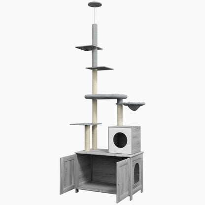 2-in-1 Cat Tree with Litter Box Enclosure