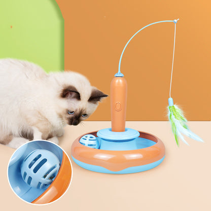 Interactive 2-in-1 Feather Cat Toy Turntable