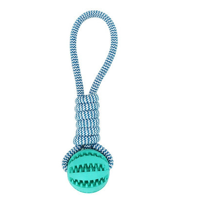 Interactive Dog Toy - Treat Dispensing Rubber Ball with Hemp Rope